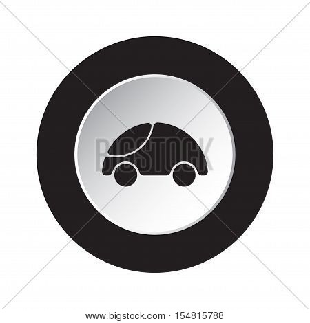 isolated round black and white button with black cute rounded car icon
