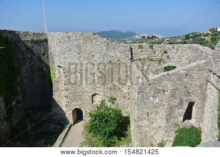 Fortress in the old town of Bar in Montenegro on a sunny summer day. Very visited place by tourists.