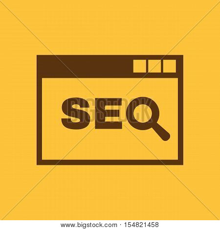 The SEO icon. WWW and browser, development, search, SEO symbol. UI. Web. Logo. Sign. Flat design. App. Stock vector