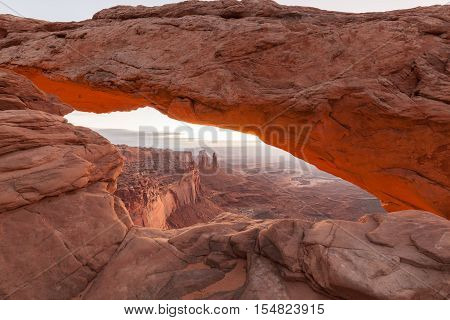 the scenic landscape of mesa arch in canyonlands national park utah at sunrise