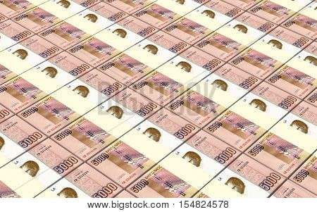 Angolan kwanza bills stacks background. 3D illustration.