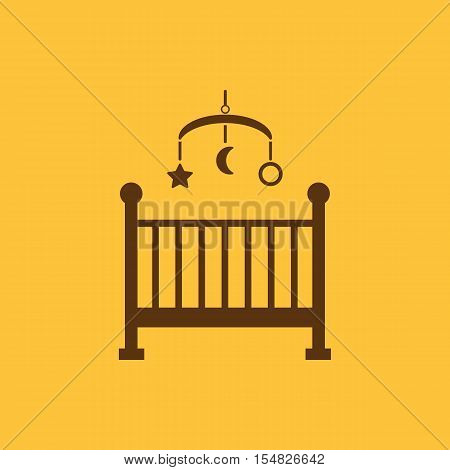 Childrens bed icon. Baby bed design. Cradle and home, nurse, Childrens bed symbol. web. graphic. AI. app. logo. object. flat. image. sign. eps. art. picture - stock vector