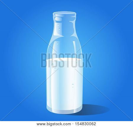 Vector bottle of milk. Glass bottle filled with some milk. Stock illustration