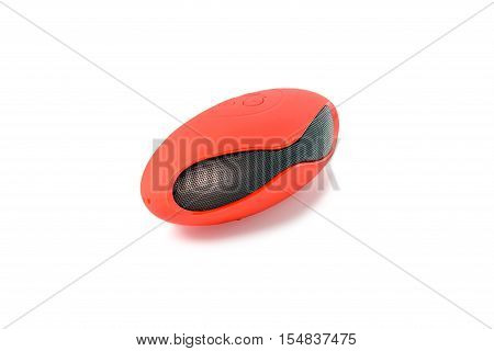 Mini wireless bluetooth speaker for computer notebook and smart phone isolated on white background.