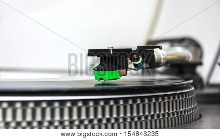 Turntable cartridge closeup vintage retro classic vinyl player
