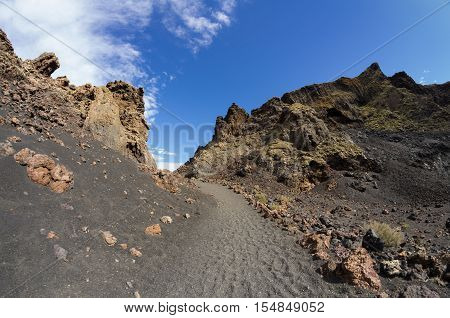 Volcanic landscape of the island of Lanzarote Canary Islands Spain