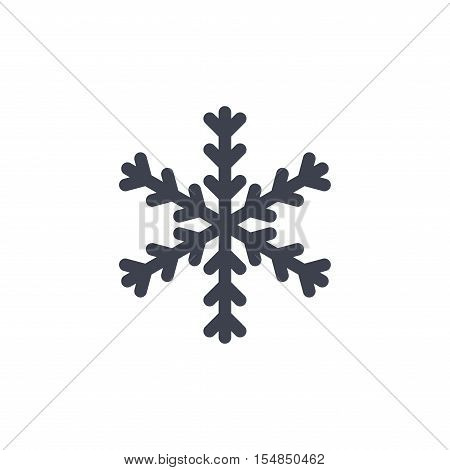 Snowflake icon. Gray silhouette snow flake sign isolated on white background. Flat design. Symbol of winter frozen Christmas New Year holiday. Graphic element decoration. Vector illustration