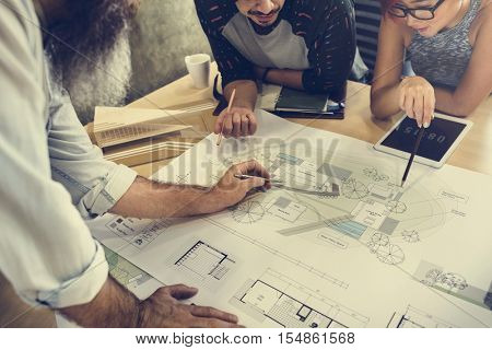 Design Studio Architect Creative Occupation Meeting Blueprint Concept