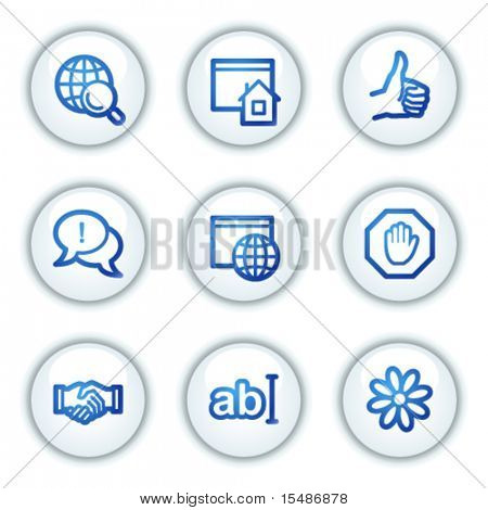 Internet comunicazione web icone, pulsanti cerchio bianco serie