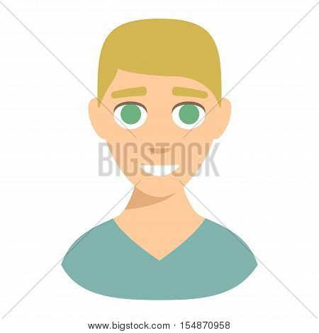 Young happy boy smiling or student happy man. Smiling woman vector illustration and beauty person face