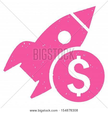 Business Startup grainy textured icon for overlay watermark stamps. Flat symbol with unclean texture. Dotted vector pink ink rubber seal stamp with grunge design on a white background.