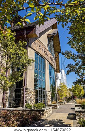 FLETCHER NC October 15 2016 - Sierra Nevada Brewery on sunny day with clear blue sky