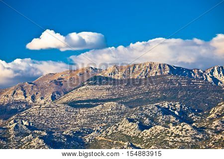Paklenica national park on Velebit mountain view stone peaks of Croatia