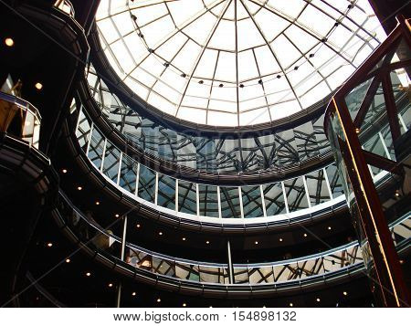 Cruise ship high entrance rotunda in daylight
