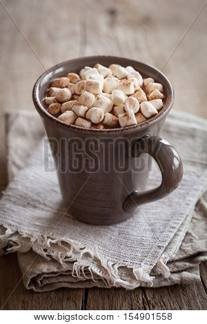 hot chocolate with mini marshmallows warming drink