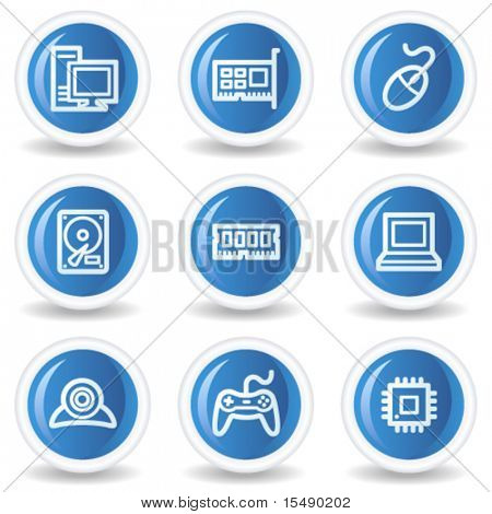 Computer web icone, blu lucido circle buttons