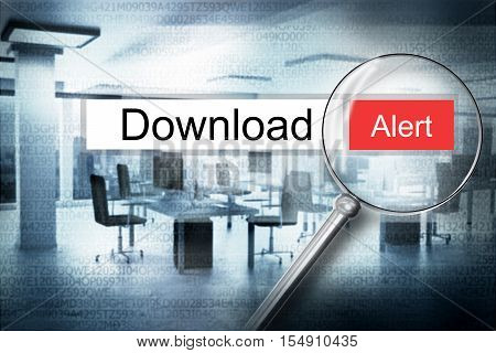 reading download browser search security alert 3D Illustration