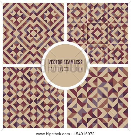 Set of Four Vector Seamless Truchet Geometric Pattern Collection Tiling