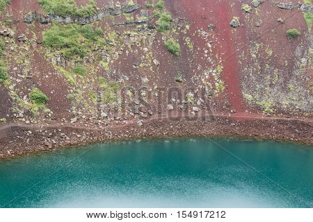 Kerid Is A Crater Lake Of A Turquoise Color - Iceland