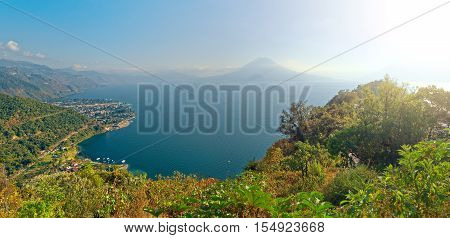 Beautiful panoramic view of Lake Atitlan. Guatemala