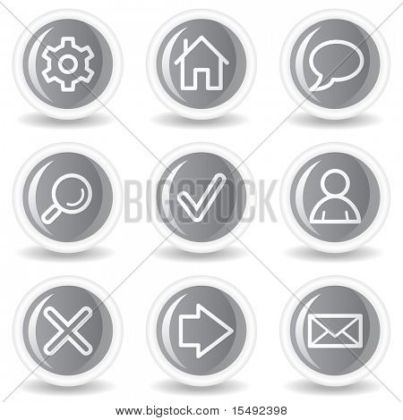 Basic web-symbolit, ympyröi harmaa kiiltävä painikkeita