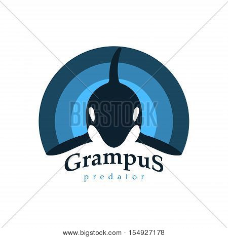 Logo orca whale. Isolated white background. Grampus predator. Template for your business company. Creative abstract colorful. Vector illustration.
