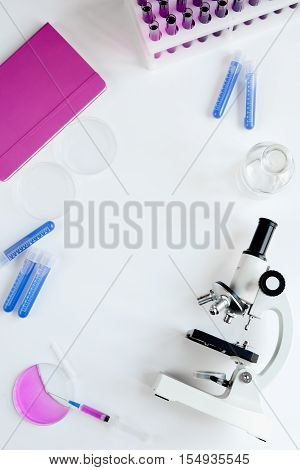 doctor workplace at lab top view no one