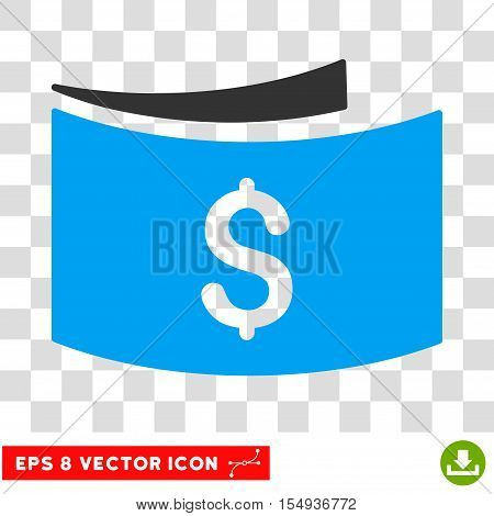 Banknotes EPS vector pictogram. Illustration style is flat iconic bicolor blue and gray symbol on white background.