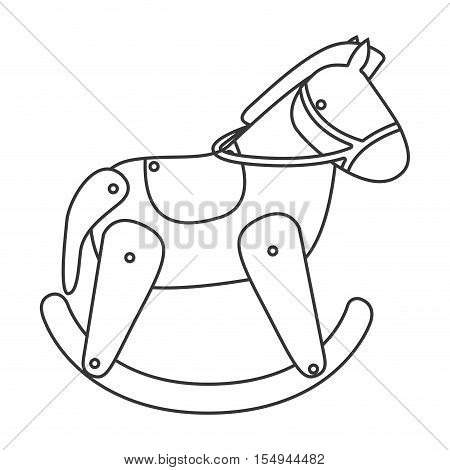 silhouette of wooden horse kid toy icon over white background. vector illustration