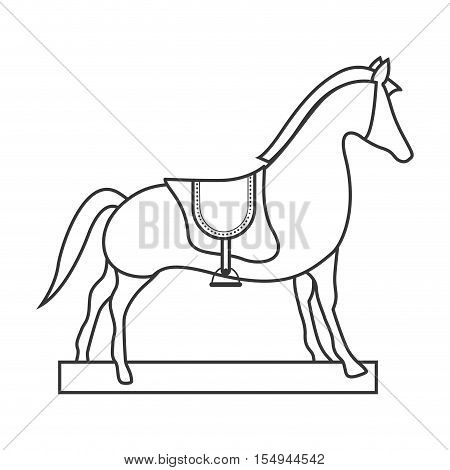 silhouette of wooden horse kid toy icon over white background. vector illustration