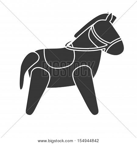 silhouette of little horse kid toy icon over white background. vector illustration