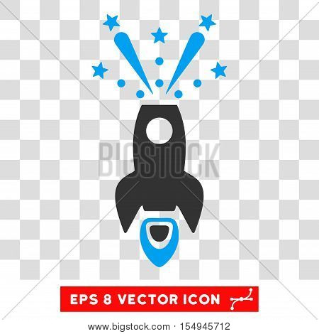 Space Rocket Boom EPS vector icon. Illustration style is flat iconic bicolor blue and gray symbol on white background.