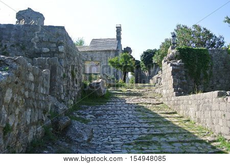 Town of Bar in Montenegro. Fortress in the old town on a sunny summer day. Very visited place by tourists.