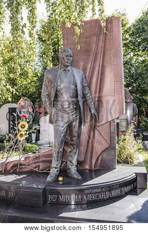 Moscow Russia -September 102016: Novodevichy Cemetery. Grave actor Mikhail Ulyanov