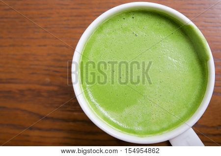 Close up of Greentea matcha latte background