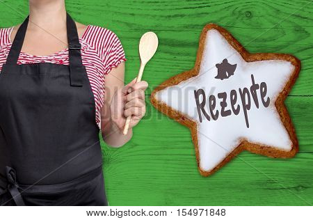 Rezepte (in german recipes) cinnamon star is shown by chef.