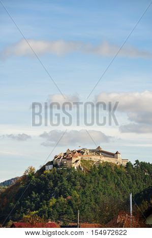 Rasnov, Brasov, Transylvania, Romania - 21th October 2016: Look to Medieval saxon fortress Rosenau