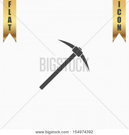 Pick icon. Flat Icon. Vector illustration grey symbol on white background with gold ribbon