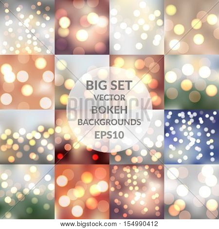 Big set of vector sparkling bokeh illustrations. Beautiful background for your design. EPS10