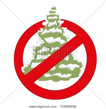 prohibition sign with a Christmas tree. vector illustration.