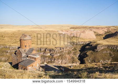 Color image of a church in Ani Turkey. Ani used to be the capital of the Bagratid Armenian kingdom between 961 and 1045.