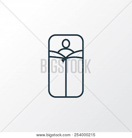 Sleeping Bag Icon Line Symbol. Premium Quality Isolated Bedroll Element In Trendy Style.