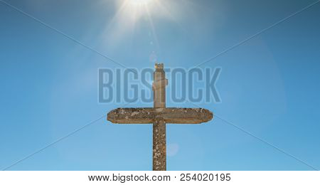 Backlit Cross With Inri Inscription In Portugal