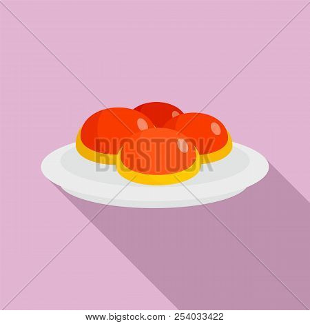 Sweet Jewish Bakery On Plate Icon. Flat Illustration Of Sweet Jewish Bakery On Plate Vector Icon For
