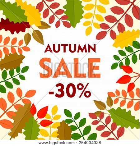 Leaves Final Autumn Sale Background. Flat Illustration Of Leaves Final Autumn Sale Vector Background