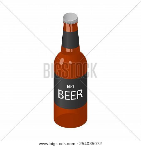 Brown Bottle Of Beer Icon. Isometric Of Brown Bottle Of Beer Vector Icon For Web Design Isolated On 