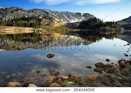 Libby Lake Sunrise In The Snowy Range Mountains Of Wyoming