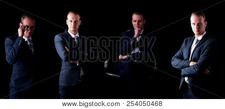 Concept Business People. Businessman On The Background. Businessmen Look Dastardly. Businessmen Show