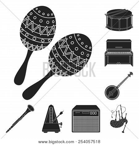 Musical Instrument Black Icons In Set Collection For Design. String And Wind Instrument Vector Symbo