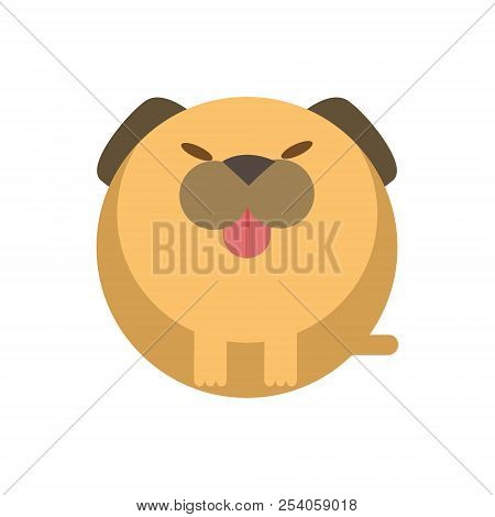 Puffy Dogvector Illustration In Flat Color Design